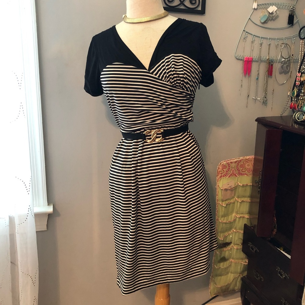 BCBGMaxAzria Black and beige Stripe dress